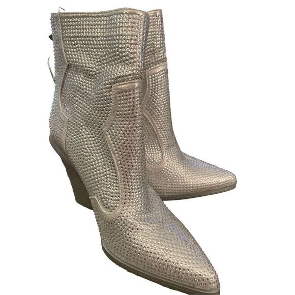 AZALEA WANG Soulard Rhinestone Western Bootie in Silver Size 8 NEW - Picture 3 of 5